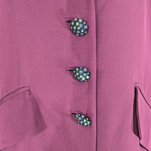 Vintage Rickie Freeman for Teri Jon 100%‎ Silk Blazer Purple Women’s 12 - Picture 4 of 6